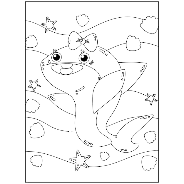 Desenhos para colorir de tubarão imprimíveis para crianças Vetor Premium