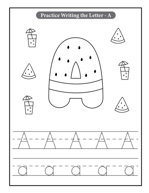 desenhos para colorir do alfabeto de caracteres de melancia