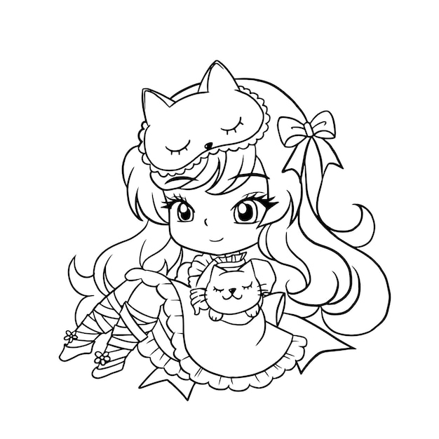 Desenho de Menina Kawaii para Colorir - Colorir.com