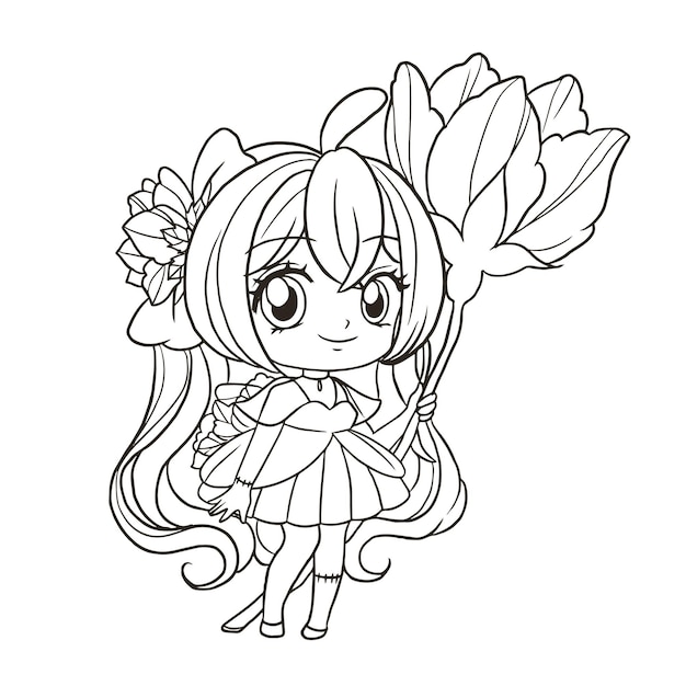 Desenho de anime kawaii para colorir