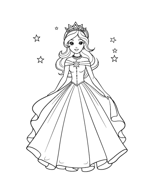 Desenhos para colorir para crianças linda princesa Disney