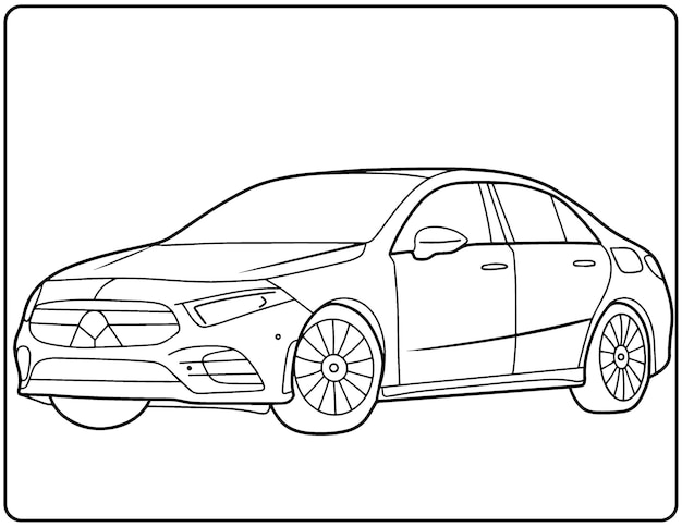 Desenhos realistas de carros para colorir para crianças e adultos veículos de desenho à mão em preto e branco