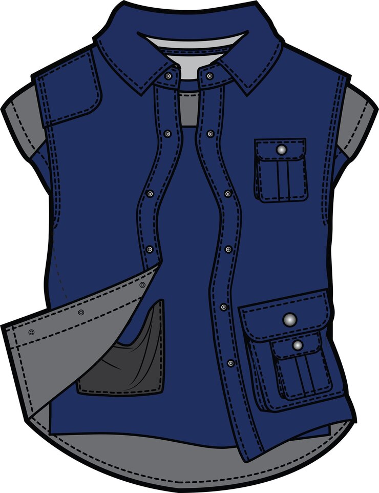 Vetor desenhos técnicos para camisas e coletes masculinos
