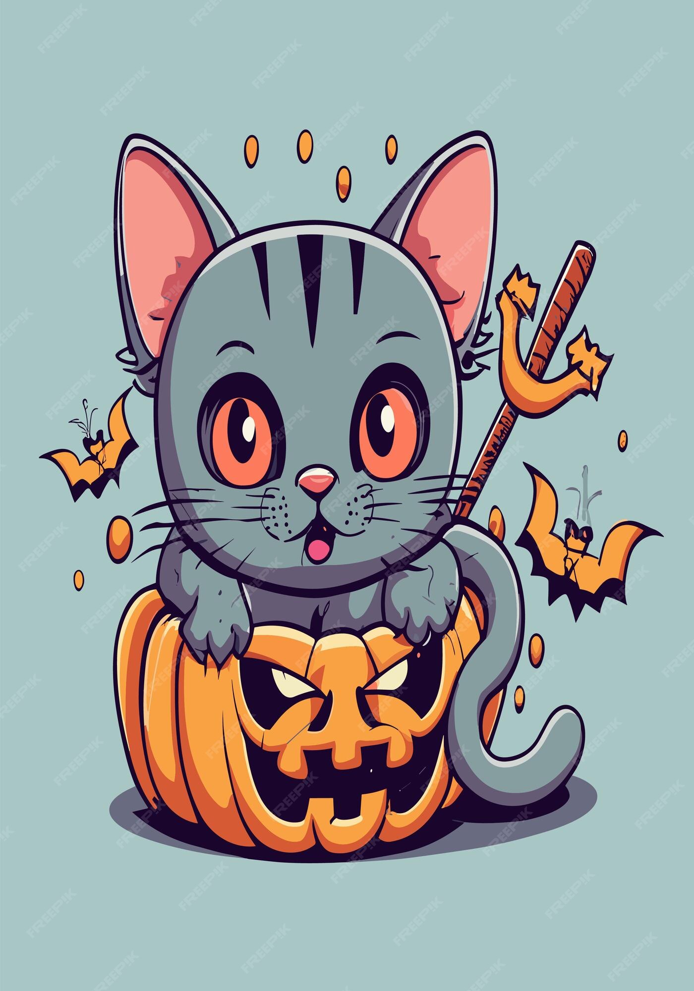 Ilustração Do Vetor Assustador Halloween Desenhos Do Gato-do-mato