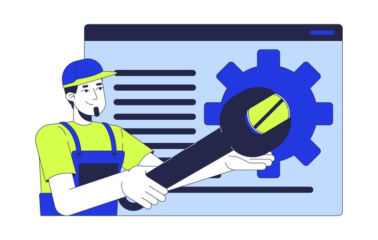 Vetor desenvolvedor da web fixando o conceito de ilustração 2d do site
