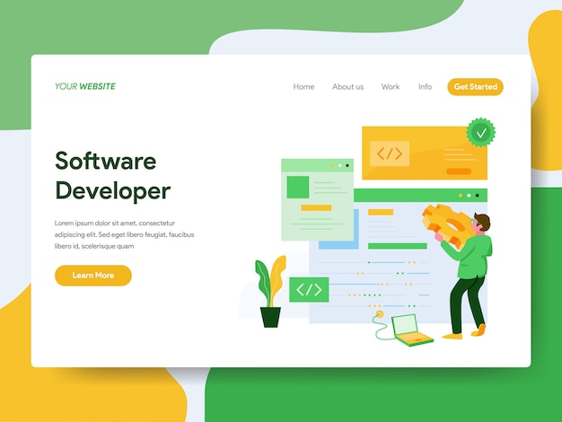 Vetor desenvolvedor de software para a página do site