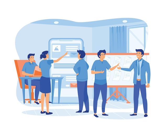 Desenvolvimento de aplicações móveis e conceito de processo de design com a equipa de negócios a trabalhar