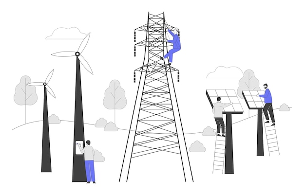 Vetor desenvolvimento de energia verde sustentável, conceito de proteção ambiental e ecológica.