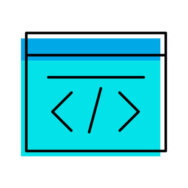 Desenvolvimento de página da web contorno ilustração vetorial de ícone azul