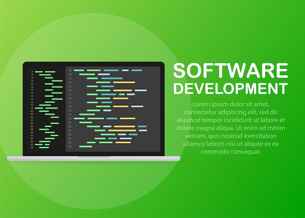 Desenvolvimento de software, programação, conceito de vetor de codificação.