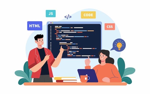 Desenvolvimento e codificação web. linguagens de programação. css, html, js. código do programa no laptop de tela.