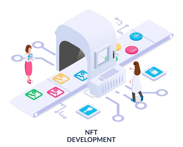 Desenvolvimento nft. ilustração vetorial