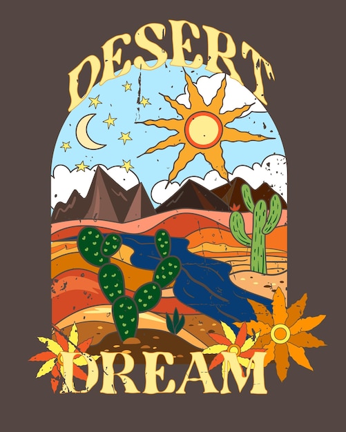 Desert dream arizona vector retrô arizona deserto pring para camiseta e outros