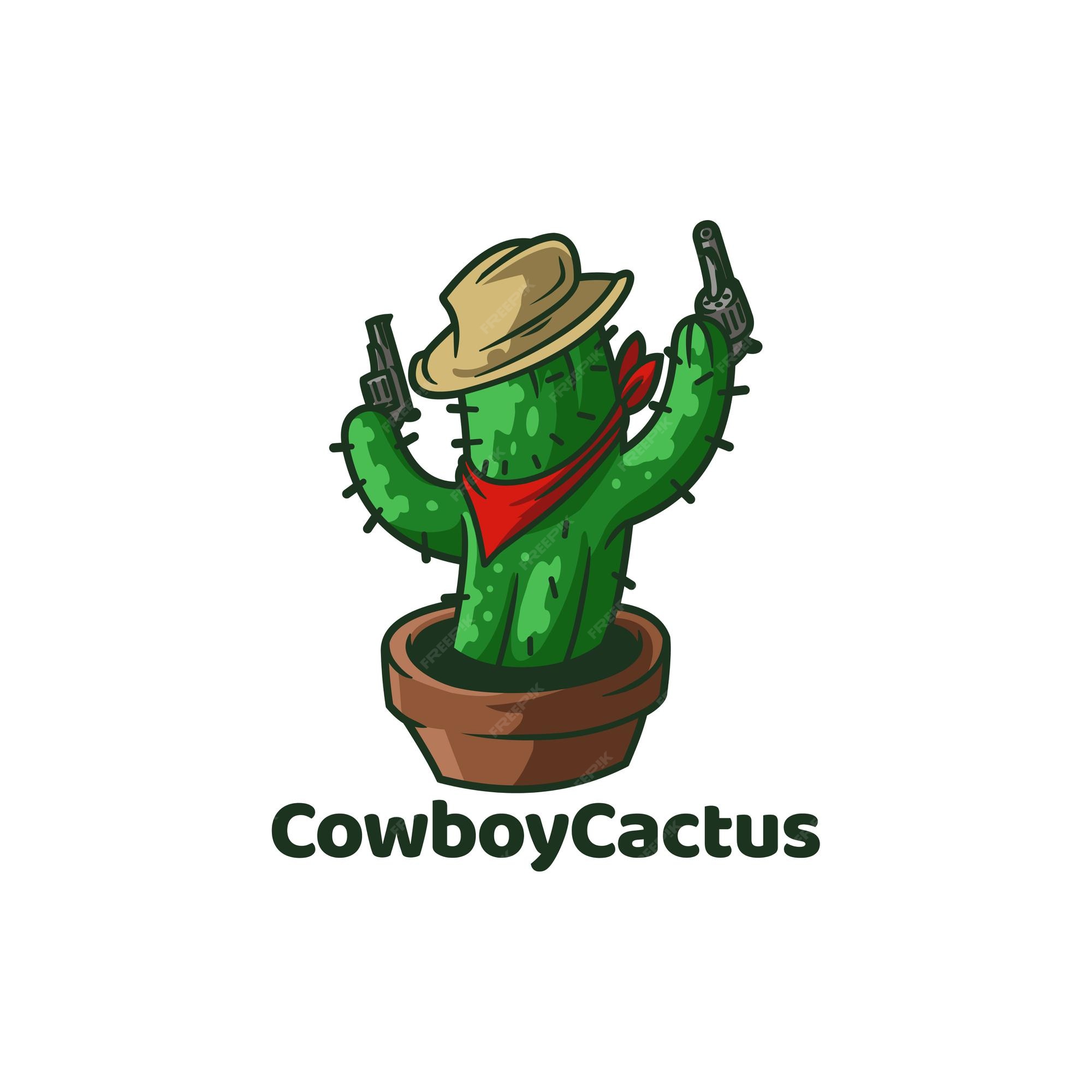 Logotipo de desenho animado do cacto cowboy - TemplateMonster