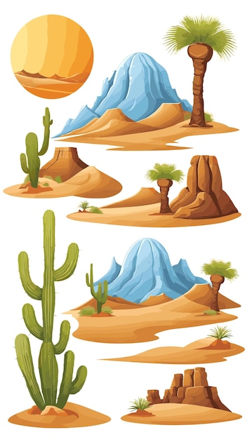 Deserto paisagem desenho de desenho animado obra de arte vetor