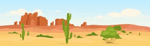 Cacto Em Desenhos Animados Do Cen?rio Do Deserto Ilustração do