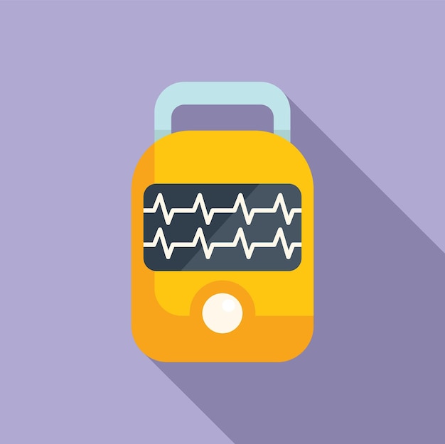 Vetor desfibrilador cardiopulmonar ícone vetor plano ajuda de primeiros socorros dispositivo portátil