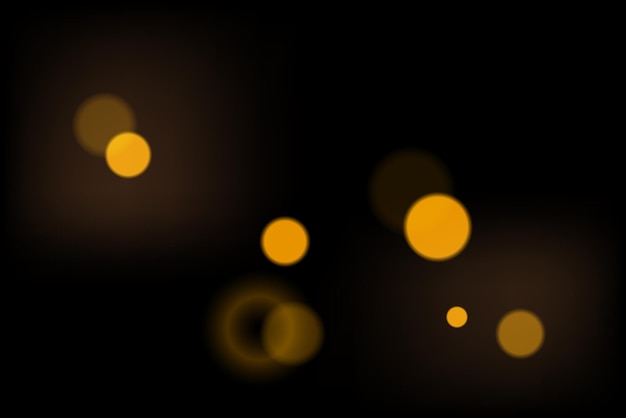 Desfocado bokeh dourado Luzes brilhantes em fundo preto Efeito de luz Ilustração vetorial