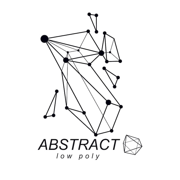 Design 3d, forma facetada de vetor abstrato. emblema conceitual de tecnologia e ciência.