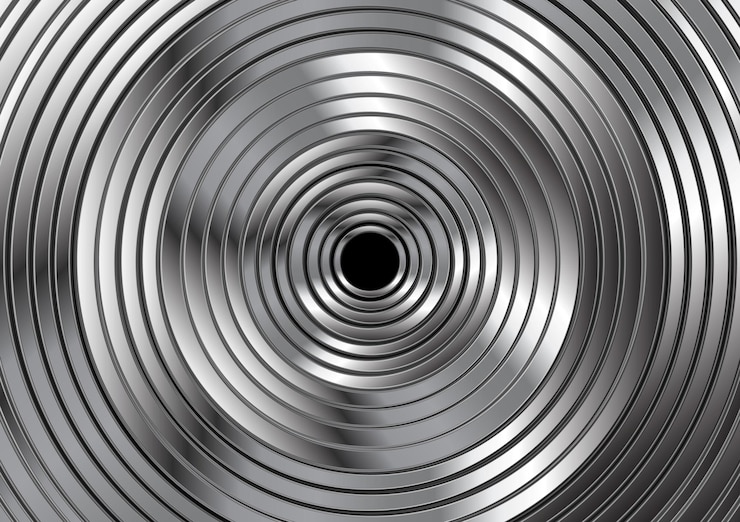 Vetor design abstrato de círculos metálicos. fundo do cartão vetorial