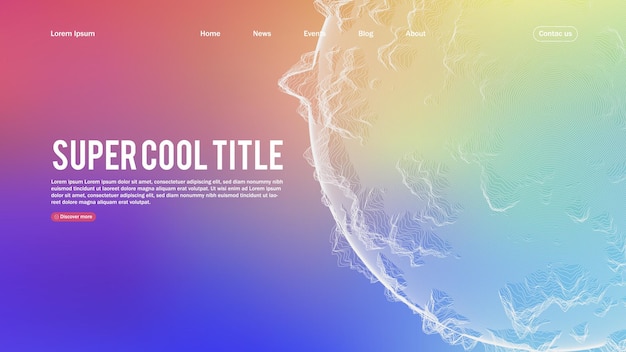 Vetor design abstrato de página de destino com elemento de esfera modelo para site ou aplicativo