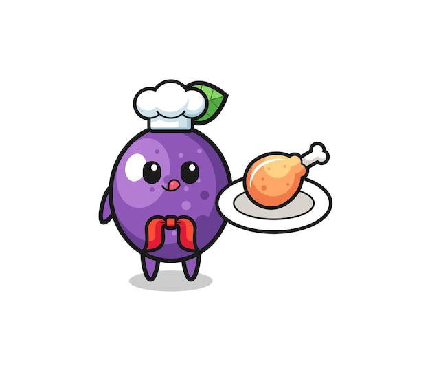 Design bonito de personagem de desenho animado de chef de frango frito de maracujá