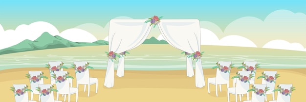 Design bonito e agradável de cerimônia de casamento e design vetorial de objetos interiores