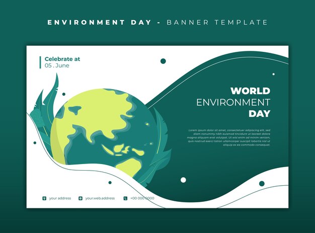Design branco verde com ilustração de design de terra e folhas para modelo de dia do meio ambiente