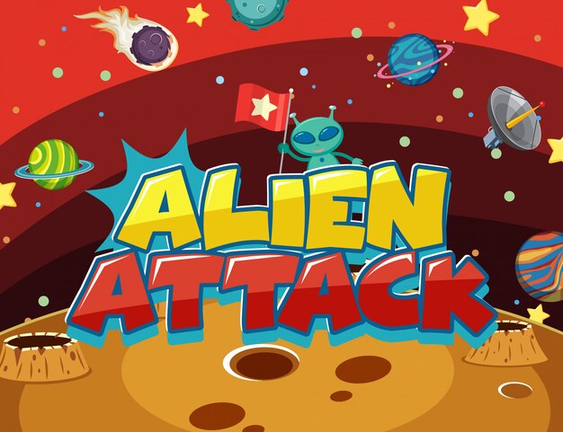 design com alienígenas e muitos planetas no espaço fundo dos desenhos animados