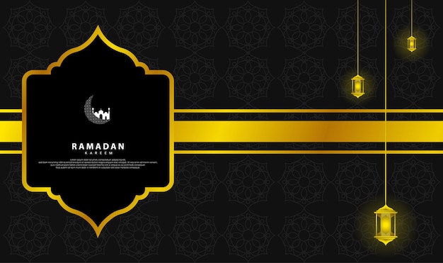 Design com tema de ramadã dourado e preto adequado para fundos de ramadã banners texturas cobre postagens de mídia social da web etc