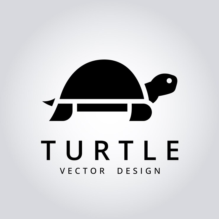 Vetor design contemporâneo de logotipo de tartaruga arte de linha vetorial preta emblema minimalista e atemporal