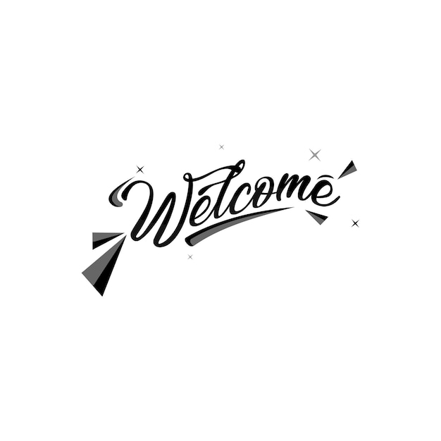 Design criativo de banner de boas-vindas com forma e tipografia