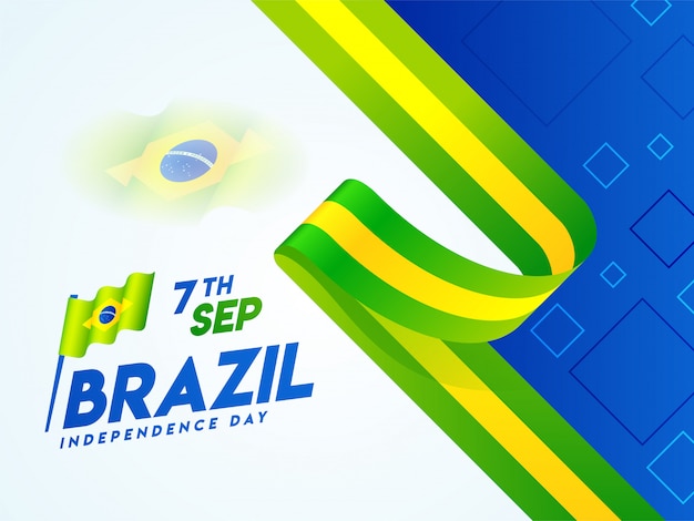 Design criativo de banner ou cartaz com bandeira nacional do brasil para 7 de setembro