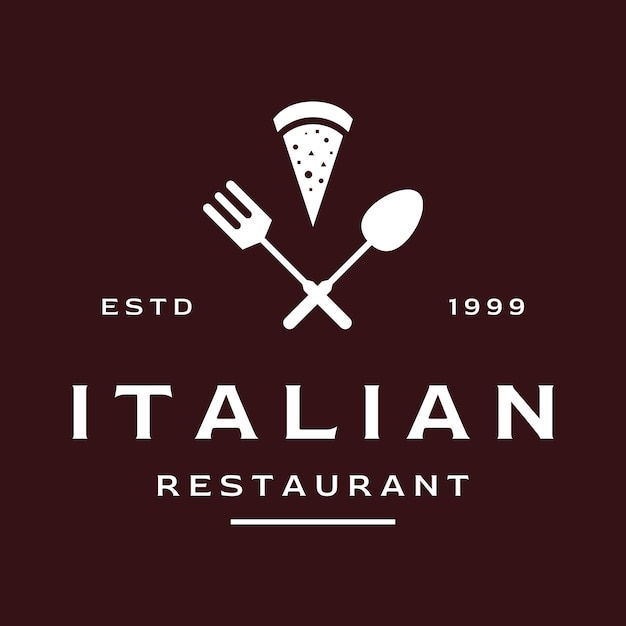 Design criativo de logotipo de comida italiana delicioso e delicioso com sinal de utensílio de comida vintagelogos para restaurantes cafés clubes e emblemas