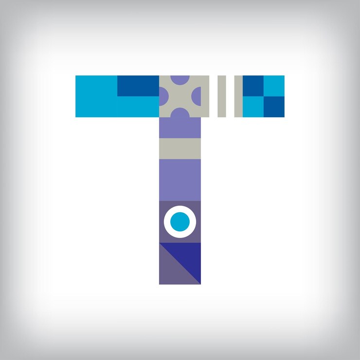 Vetor design criativo de logotipo de letra t com formas geométricas gráficos coloridos educacionais criativos vector