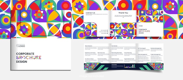 Design criativo de lookbook de brochura quadrada com três dobras corporativas com formas mínimas e criativas