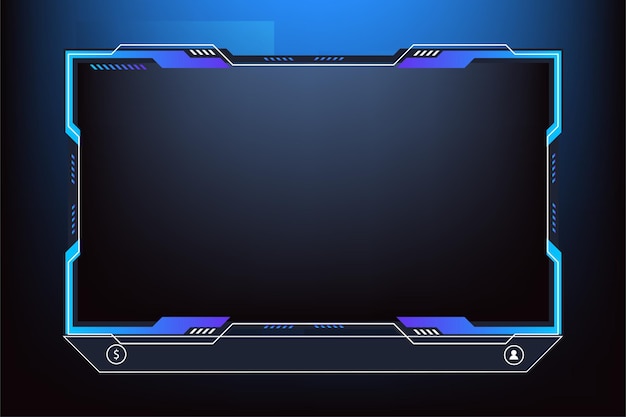 Design criativo de sobreposição de streaming para jogadores online com cores azuis Vetor futurista de borda de tela ao vivo com botões Design de interface de tela de sobreposição de streaming Borda de tela de transmissão