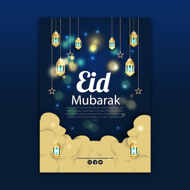 Vetor design criativo do flyer de eid mubarak