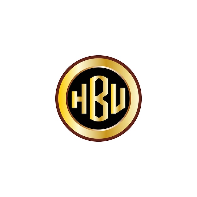 Design criativo do logotipo da carta hbu com círculo dourado
