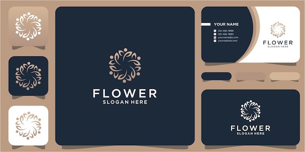 Vetor design criativo do logotipo da flor e cartão de visita