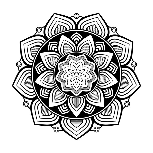 Design criativo simples de mandala preta com fundo branco
