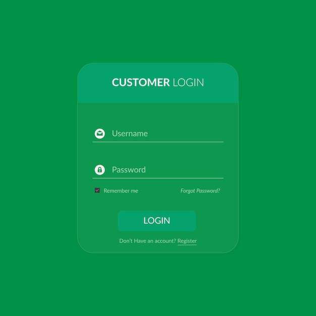 Vetor design da interface do usuário da página de login