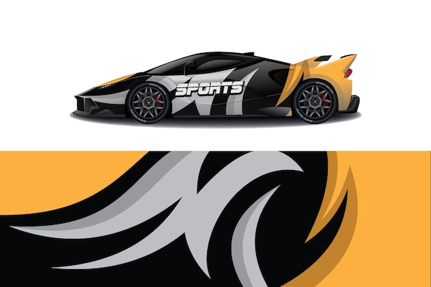 Design de adesivo de carro esporte