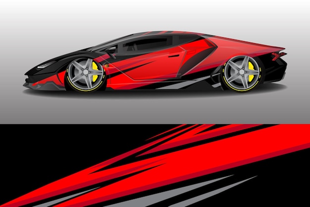 Design de adesivo de envelopamento de carro de corrida vermelho