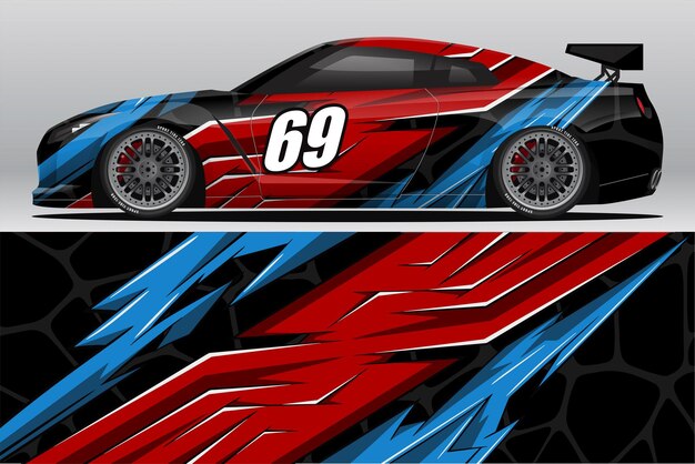 Design de adesivo de envoltório de carro de corrida abstrato e fundo esportivo para uso diário de corrida ou vinil de carro