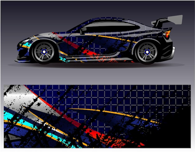 Design de adesivo de envoltório de carro de corrida abstrato e fundo esportivo para uso diário de corrida ou vinil de carro