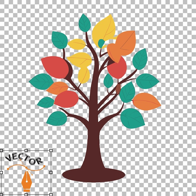 Design de adesivo de planta vibrante com arte vetorial de árvore colorida