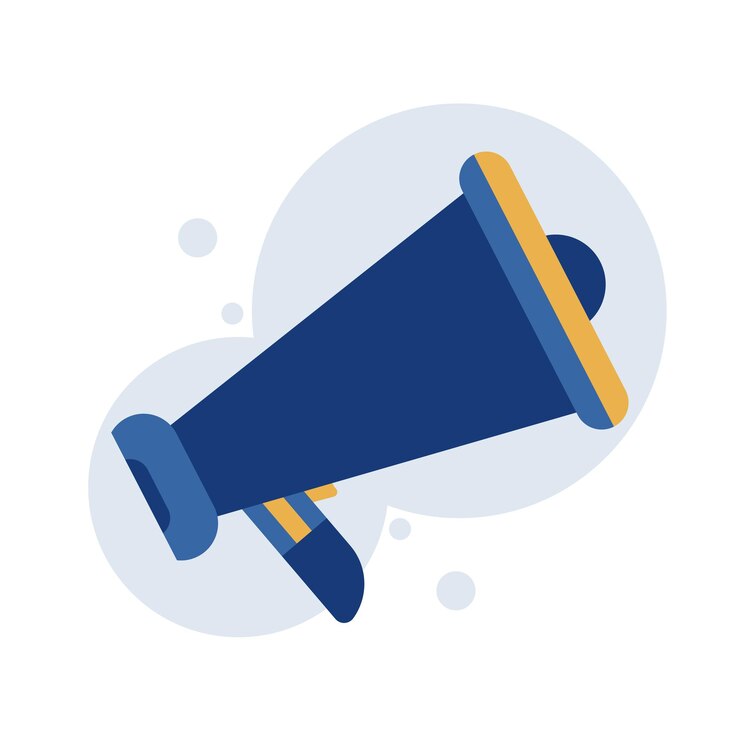 Vetor design de alto-falante de megafone de conceito de marketing ou publicidade para banner de internet