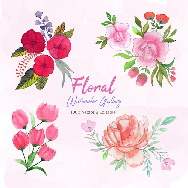 Design de aquarela floral premium exclusivo simples vetor de arte desenhado por han