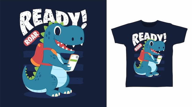 Baixar Vetor De Design De Camiseta T-rex De Desenho Animado